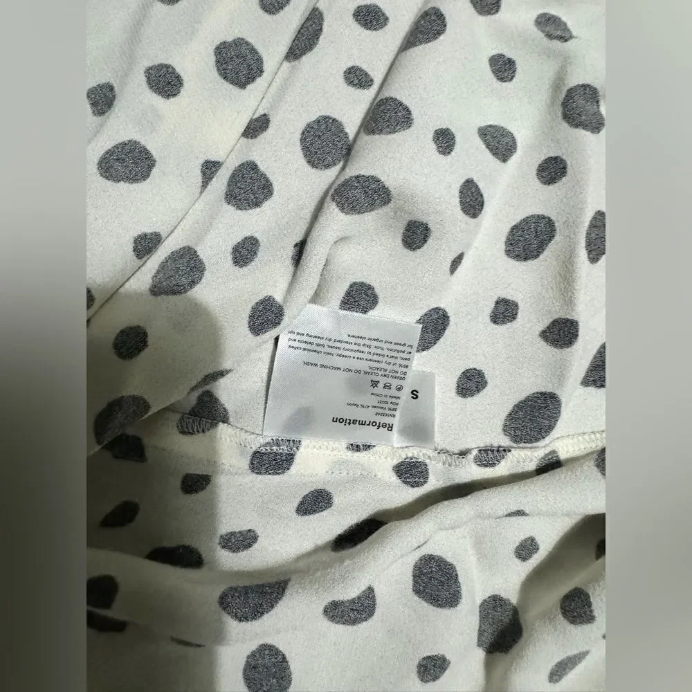Polka Dot Off-Shoulder Wrap Top - Cream/Black